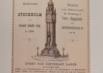 Annons ca 1890 Foto från  boken "G.W. Linderoths Urfabrik", sid 151, av Jim Lundin & Peter Borgelin. Tryckår 2008.
